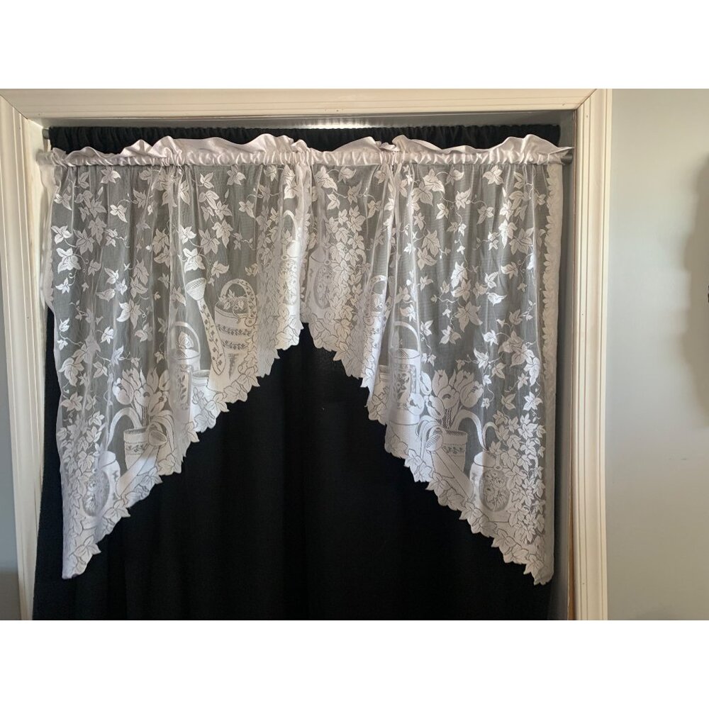 White Lace Valance Curtains Floral & Garden Tools Design 29" Wide 36" Long For H